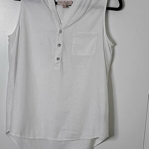 White Sleeveless Henley Large NWOT